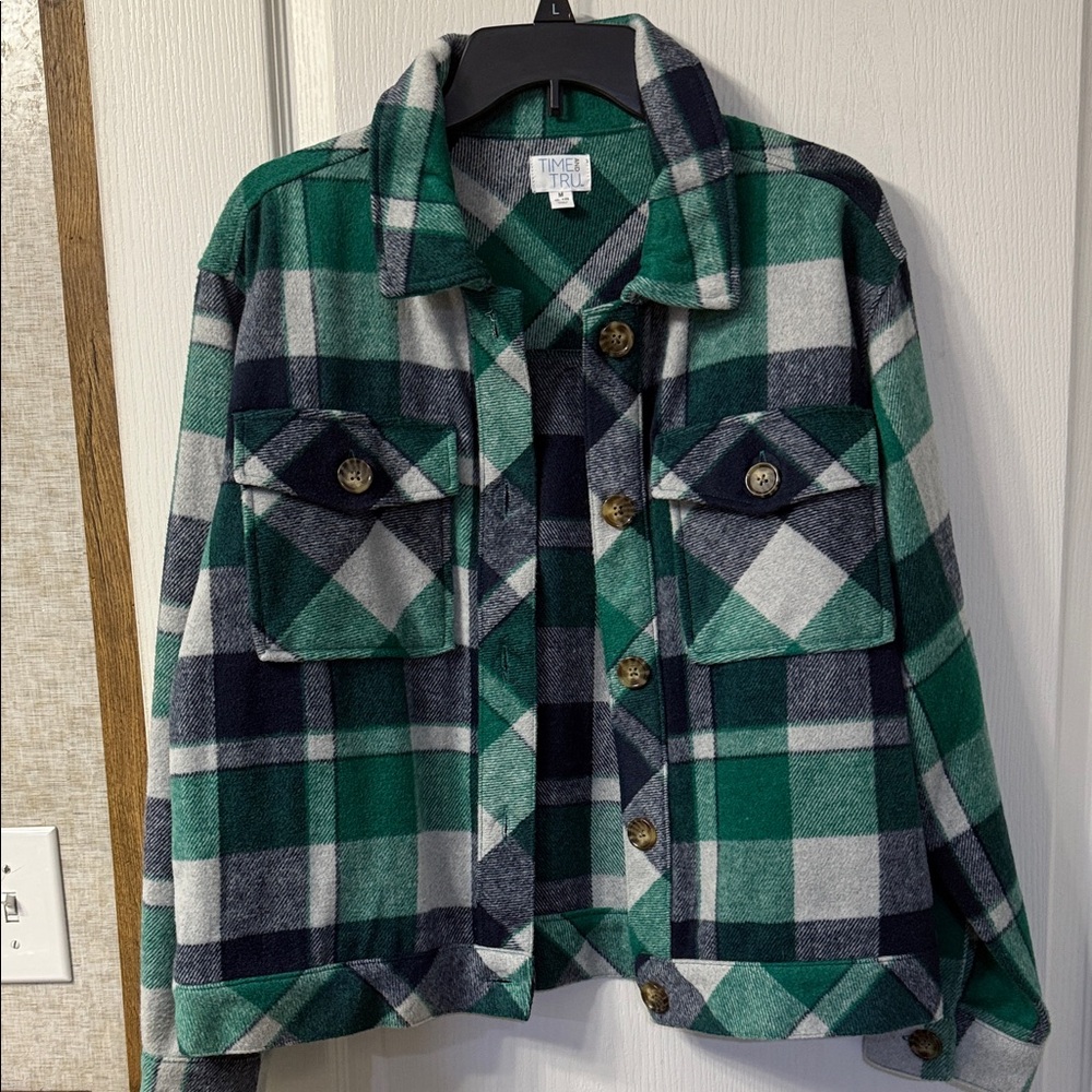Time and Tru women’s Green and Blue Plaid Jacket